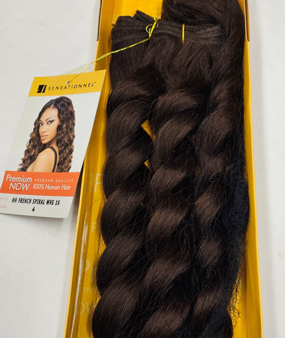 Human hair tangle-free french spiral weave; curly sew-in weft with  closure image 3