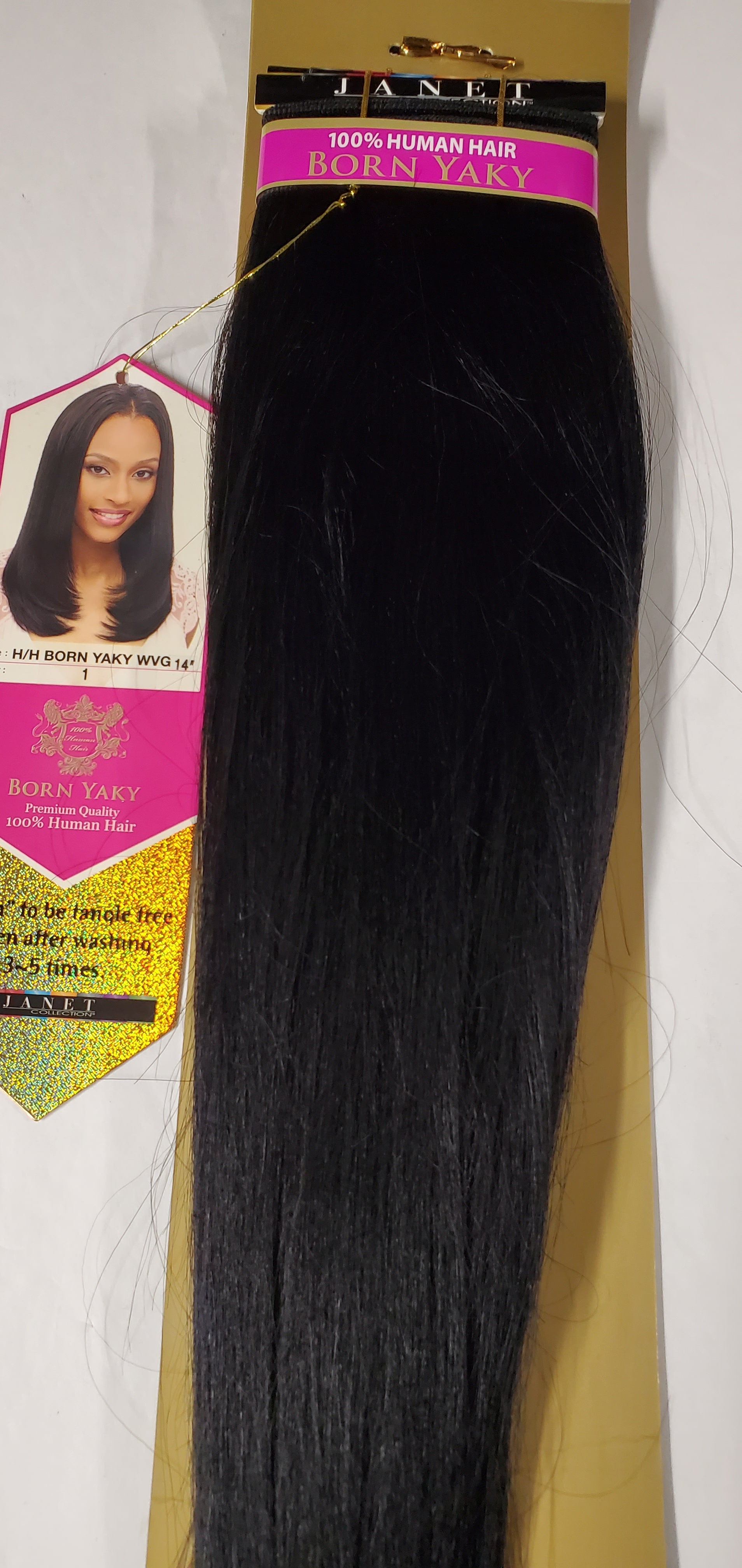 Human hair tangle-free weave born yaky; straight sew-in weft. image 6