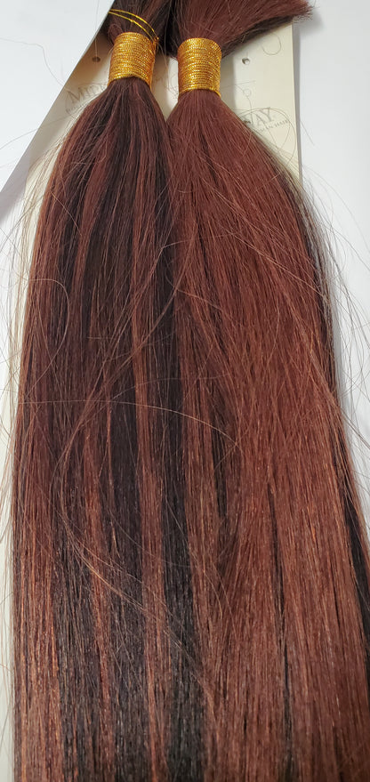Human hair tangle-free yaki bulk straight for braiding; 16 inch. image 1
