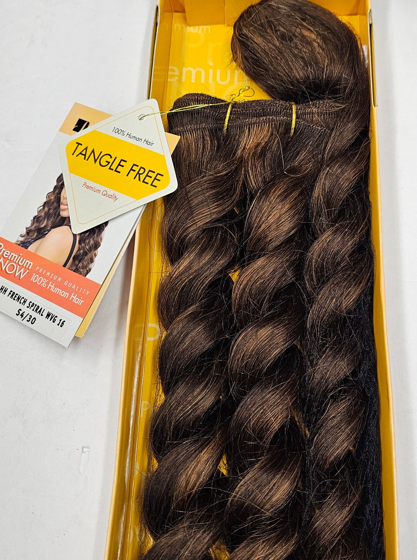 Human hair tangle-free french spiral weave; curly sew-in weft with  closure image 2