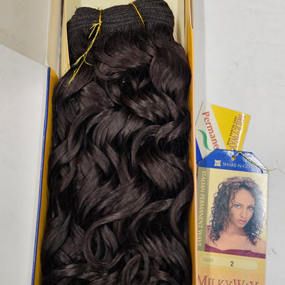 Human hair weave italian perm wave tangle-free; curly sew-in weft. image 3