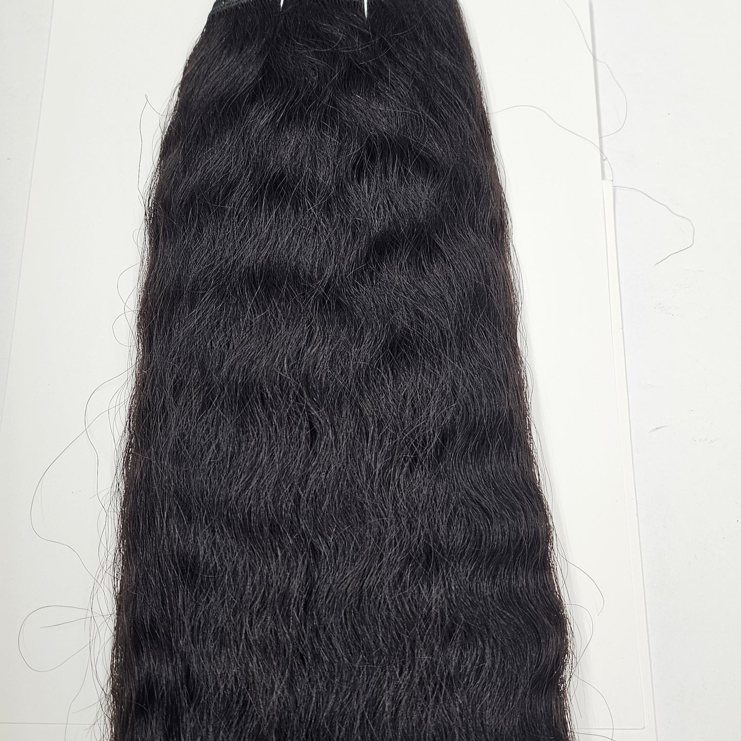 Human hair velvet remi french wave weave; wavy sew-in weft. image 2