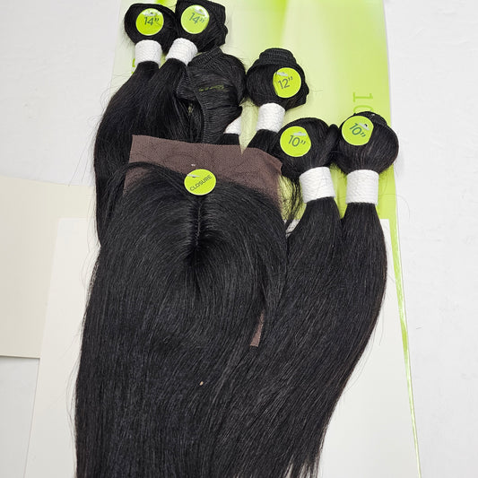 Unprocessed virgin remy hair 7pcs straight sew-in wefts; Brazilian multipack. image 1