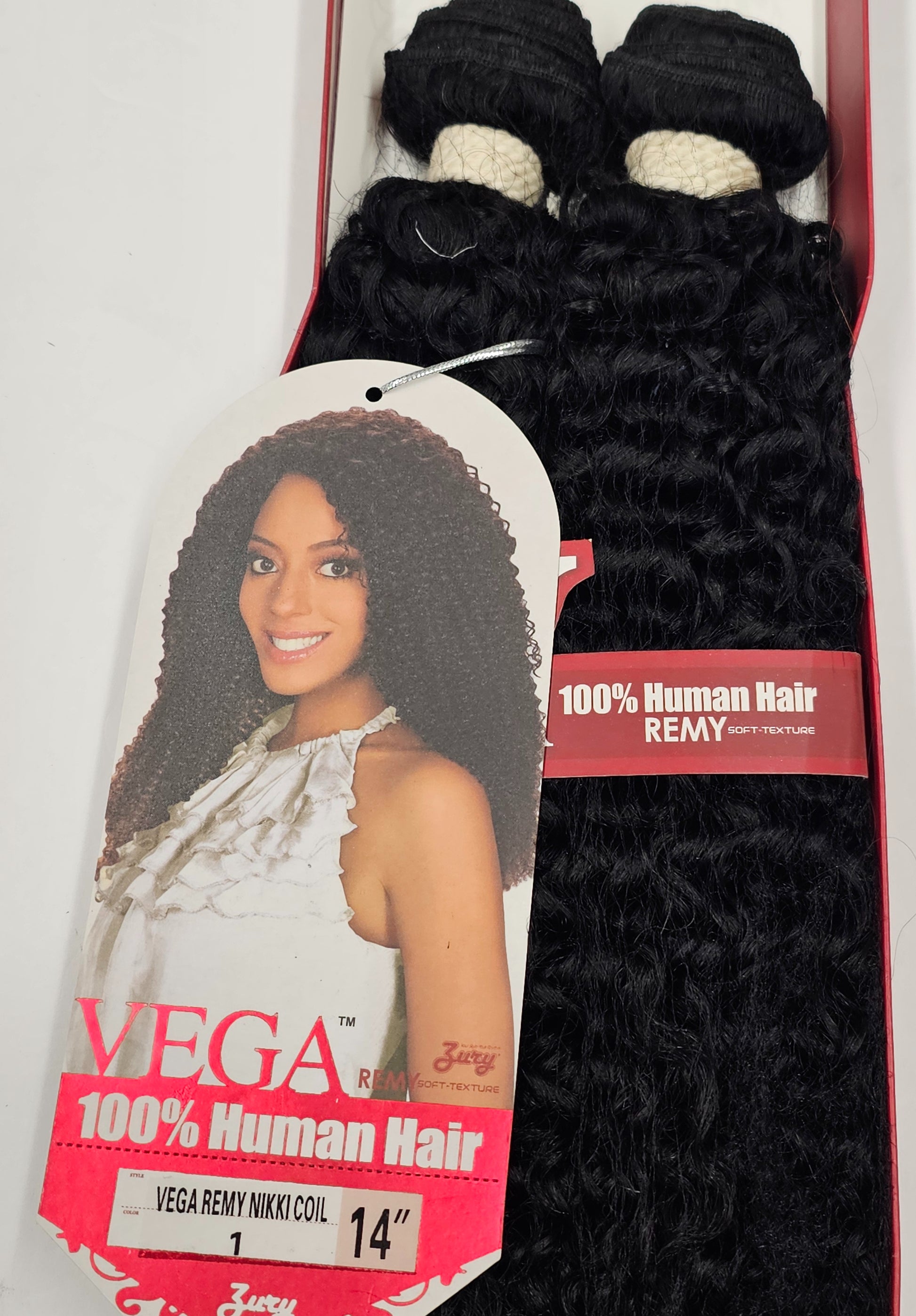 Curly human hair weave for sew-in; Vega remy Nikki coil; wefts. image 2