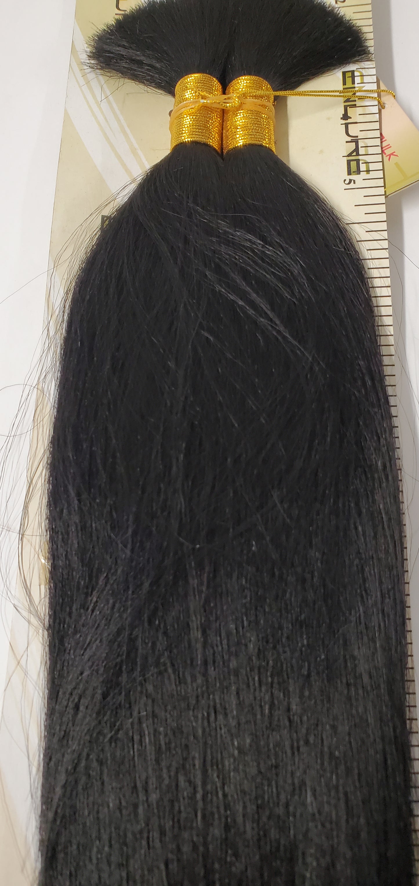 Human hair pro-mix New Yaki bulk straight for braiding; human hair blended. image 2
