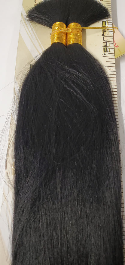 Human hair pro-mix New Yaki bulk straight for braiding; human hair blended. image 2