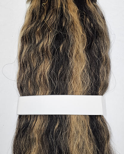 Human hair tangle-free super french weaving; wavy sew-in weft; mixed colors image 6