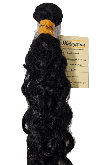 Spanish wave weave for sew-in; 100% malaysian virgin remi; curly bundle weft image 1
