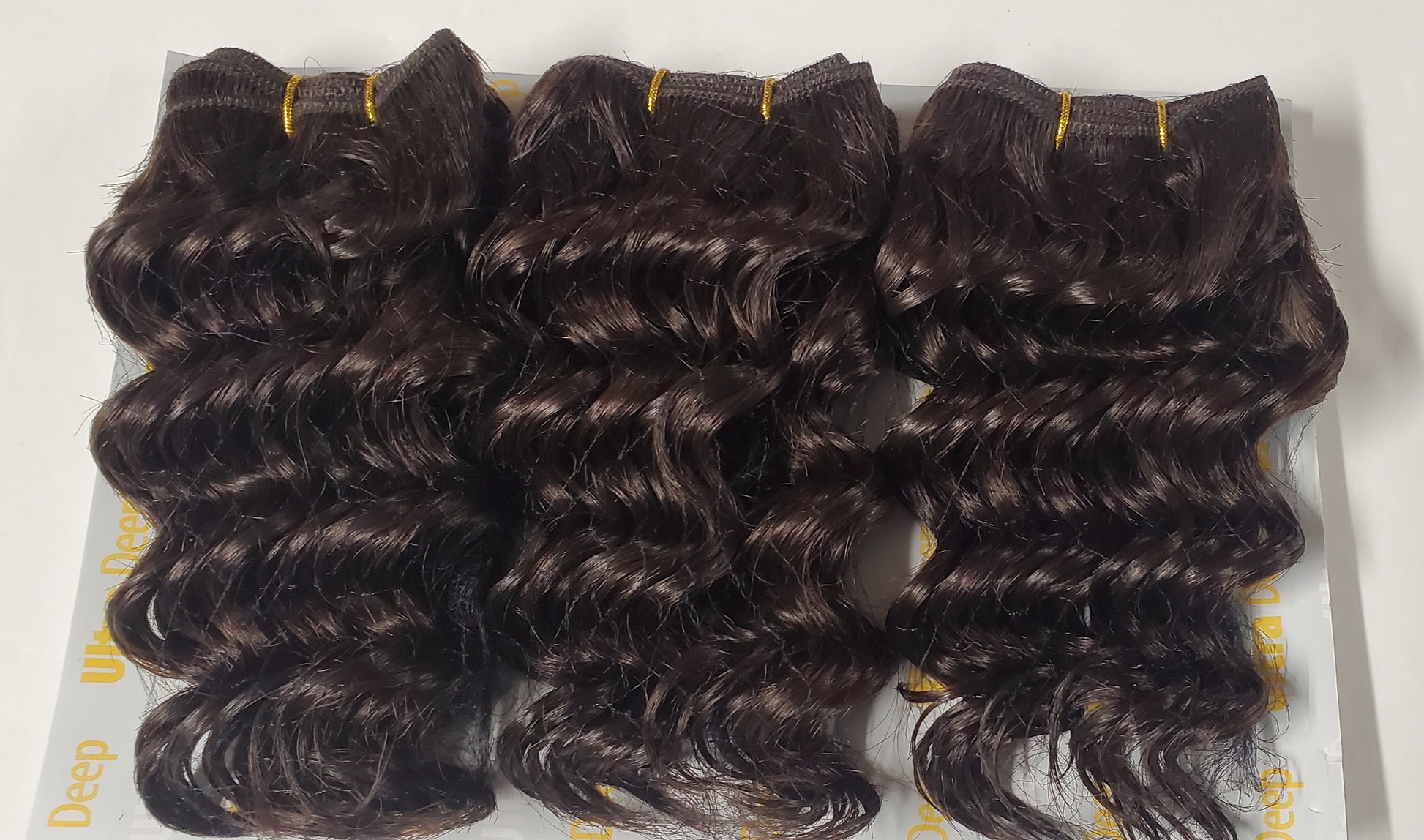 Human hair tangle-free weave; ultra deep; 3pcs; curly; wefts; sew-in. image 3