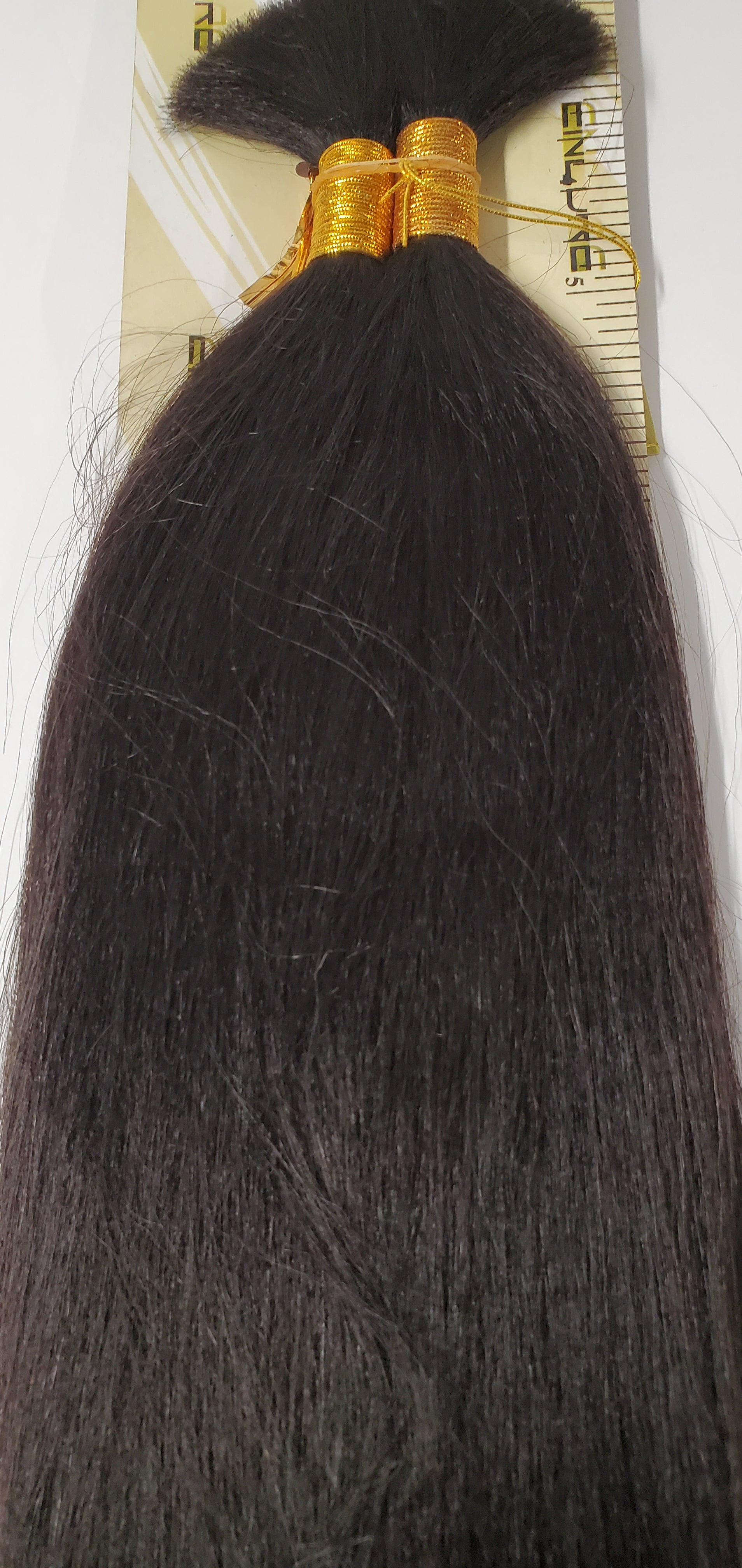 Human hair pro-mix New Yaki bulk straight for braiding; human hair blended. image 3