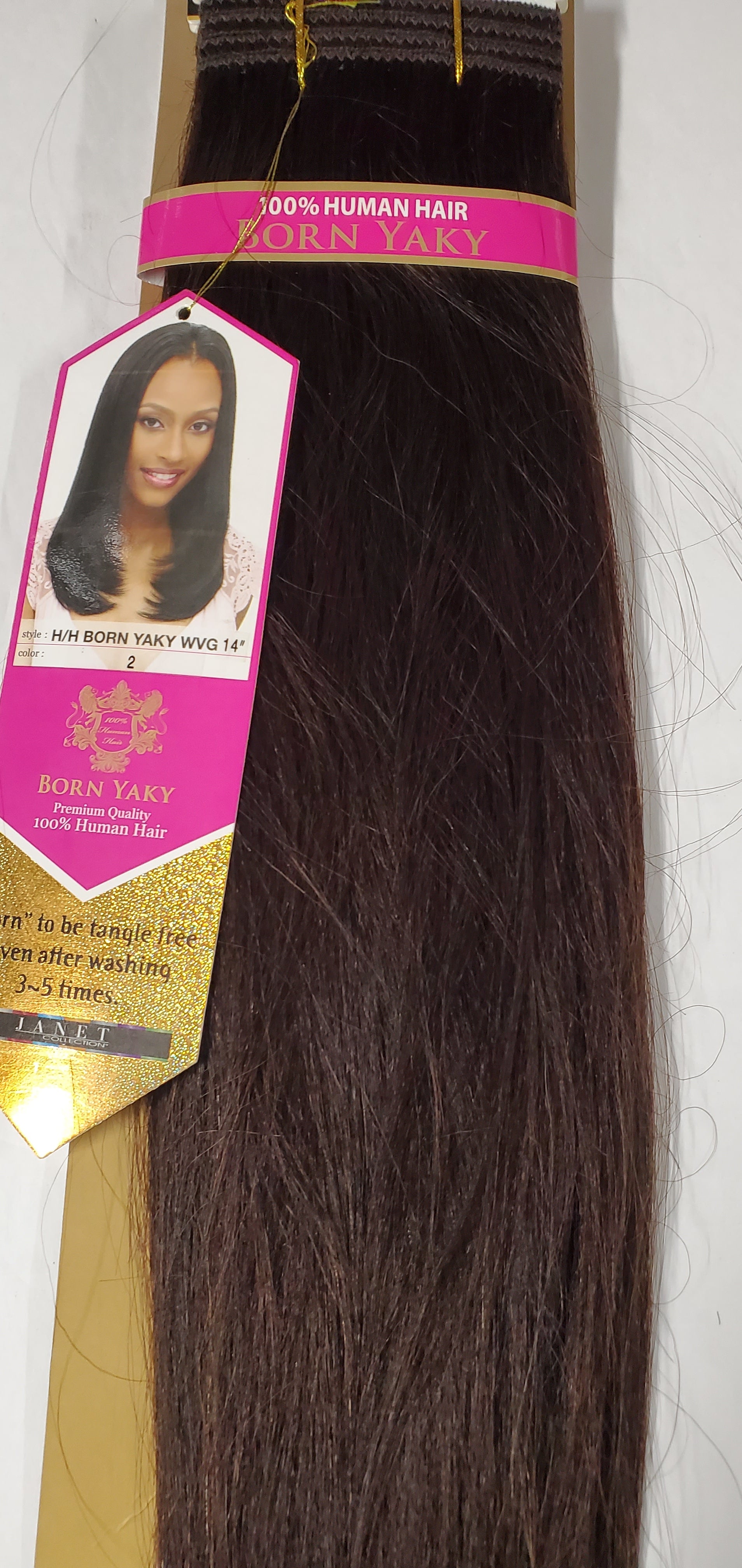 Human hair tangle-free weave born yaky; straight sew-in weft. image 4