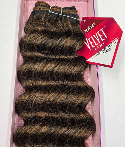 Velvet remi human hair weave Euro deep wave; curly sew-in weft. image 1