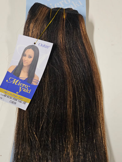 Human hair tangle-free micro perm yaki weave; straight; weft; sew-in. image 1