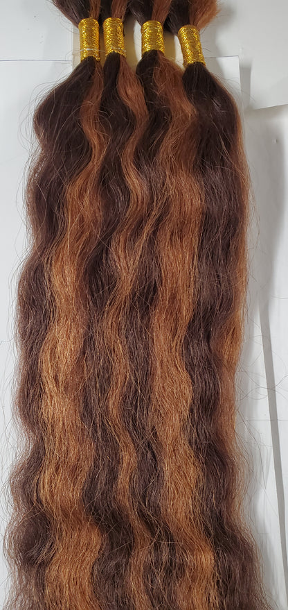 Wet and wavy human hair tangle-free super bulkfor braiding; mixed colors image 5