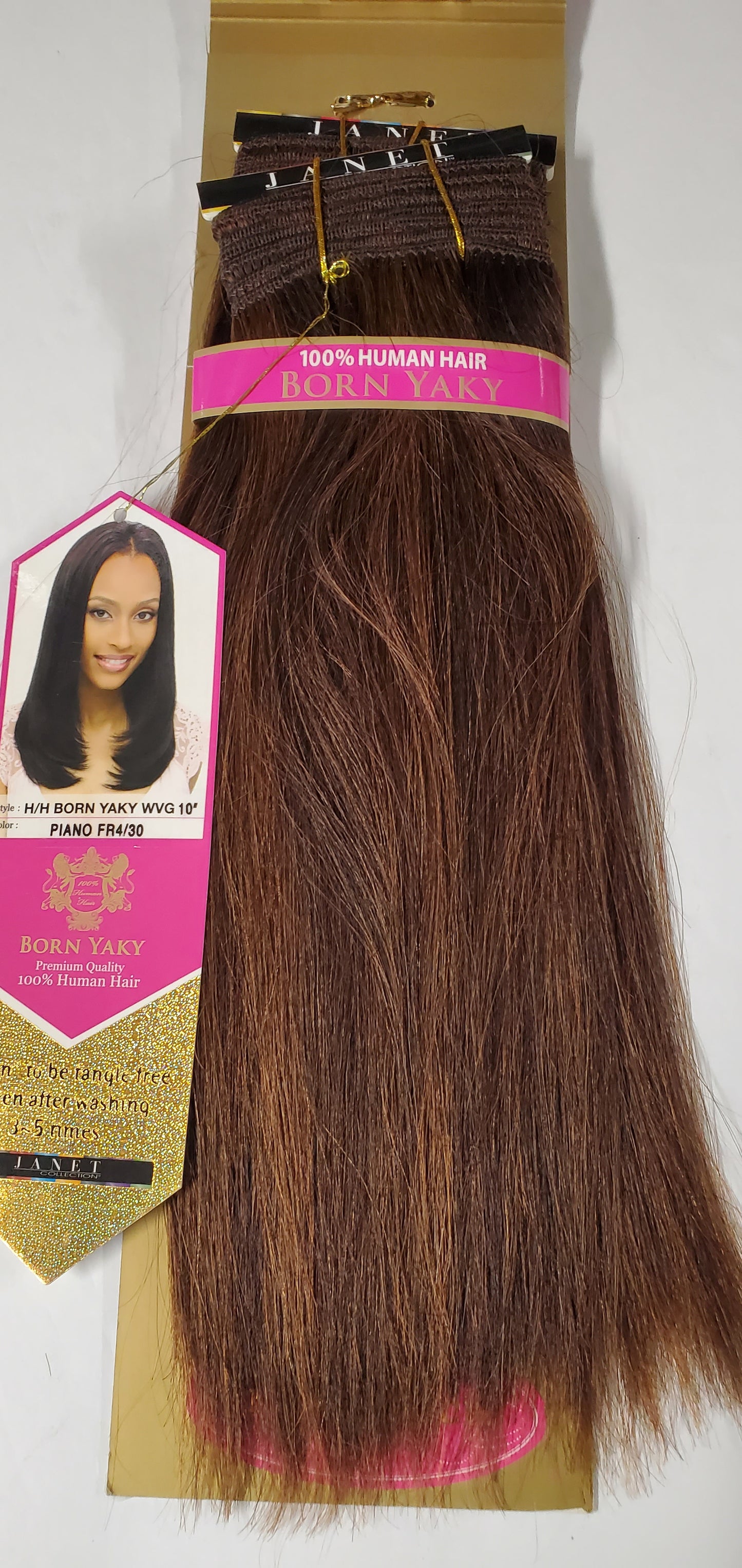 Human hair tangle-free weave born yaky; straight sew-in weft. image 2