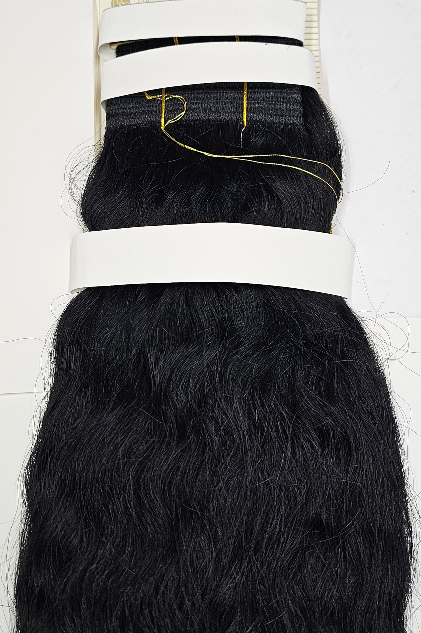 Human hair tangle-free super French weaving; wavy sew-in weft image 6