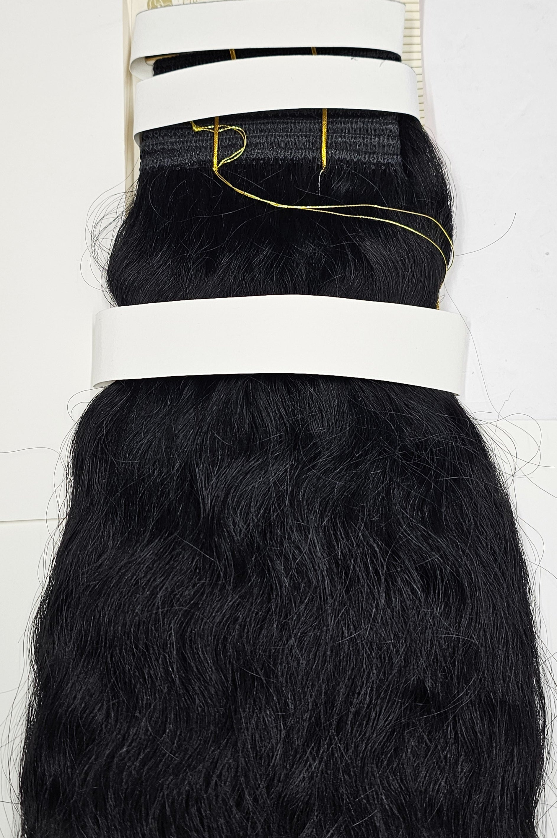 Human hair tangle-free super French weaving; wavy sew-in weft image 6