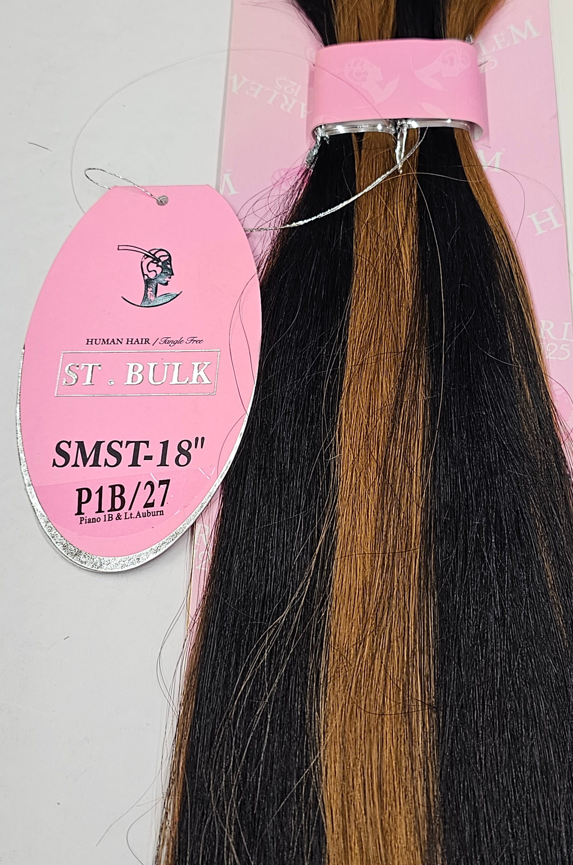 Tangle-free human hair silky straight bulk for braiding; mixed colors image 2