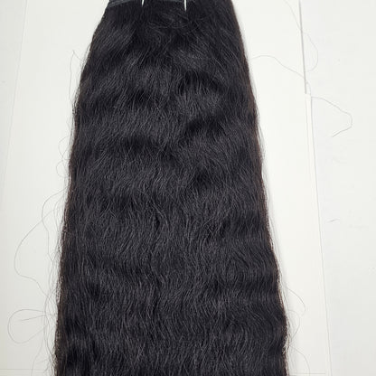 Human hair velvet remi french wave weave; wavy sew-in weft. image 5