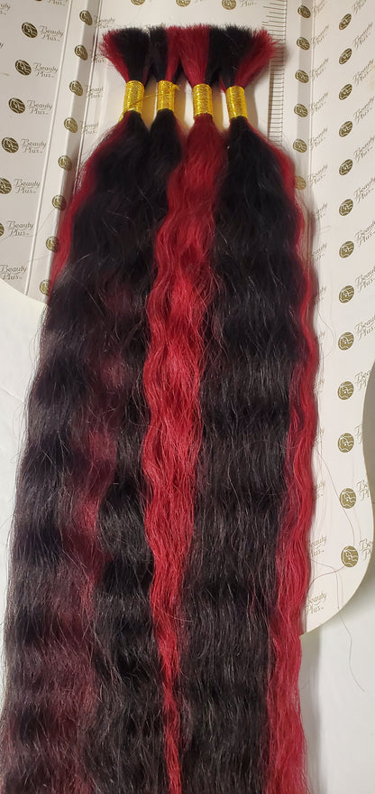 Wet and wavy human hair tangle-free super bulkfor braiding; mixed colors image 4