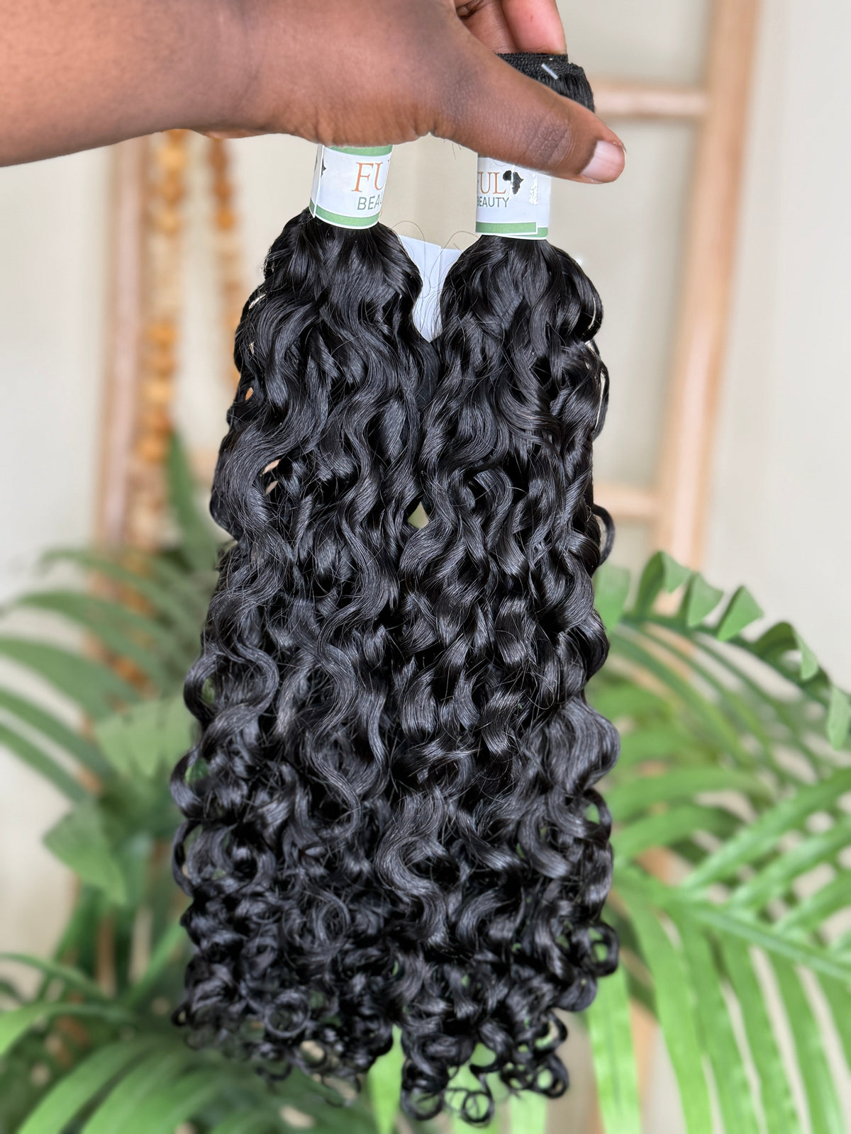 Water wave wefted bundle human hair - curly