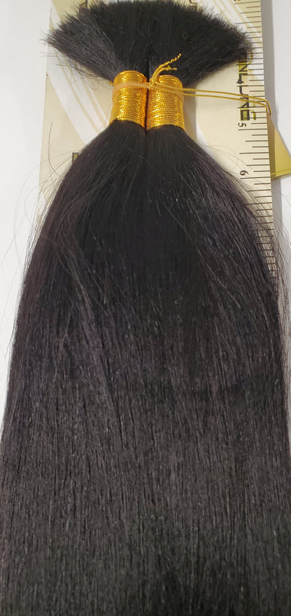 Human hair pro-mix New Yaki bulk straight for braiding; human hair blended. image 1