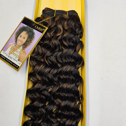 Human hair tangle-free premium french deep wave weave; curly sew-in weft image 3