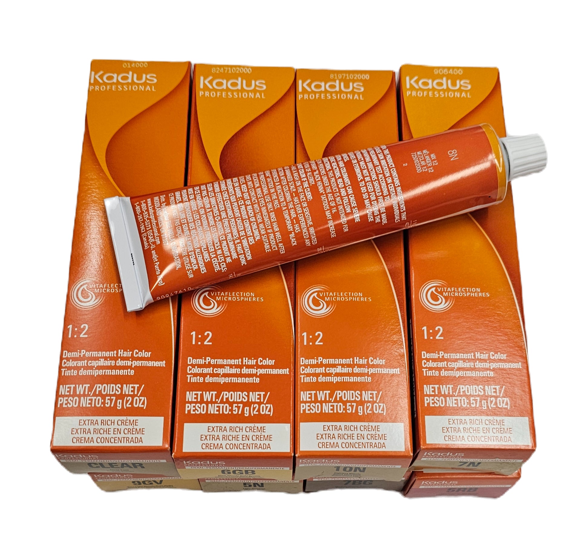 Set of 6 Kadus demi-permanent hair color; extra rich creme; 2oz; for unisex image 0