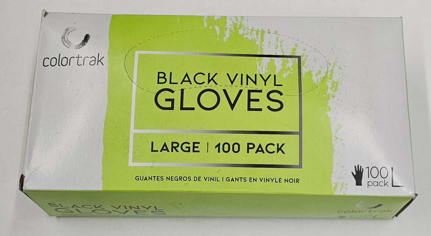 10 packs of Black vinyl gloves by Colortrak; size L; 100 pack image 2