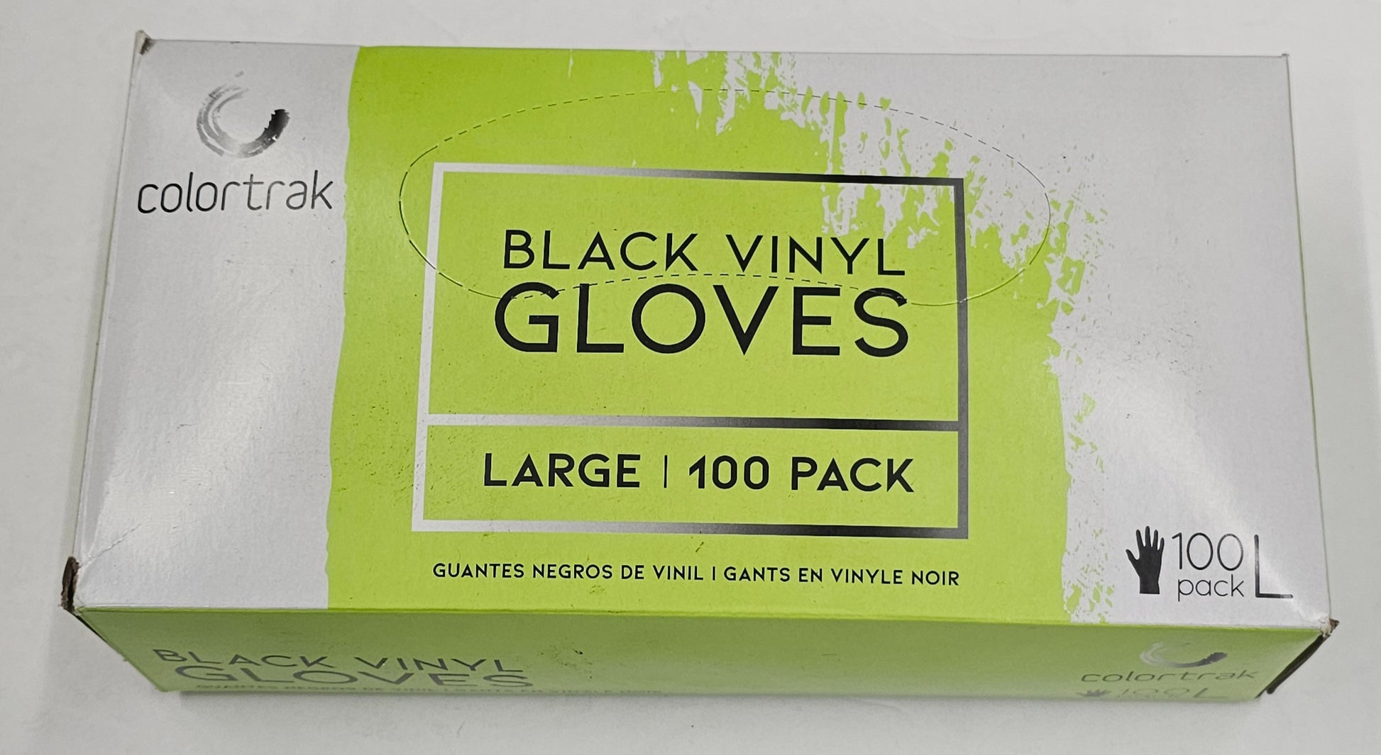 10 packs of Black vinyl gloves by Colortrak; size L; 100 pack image 2