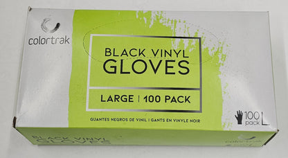 10 packs of Black vinyl gloves by Colortrak; size L; 100 pack image 2