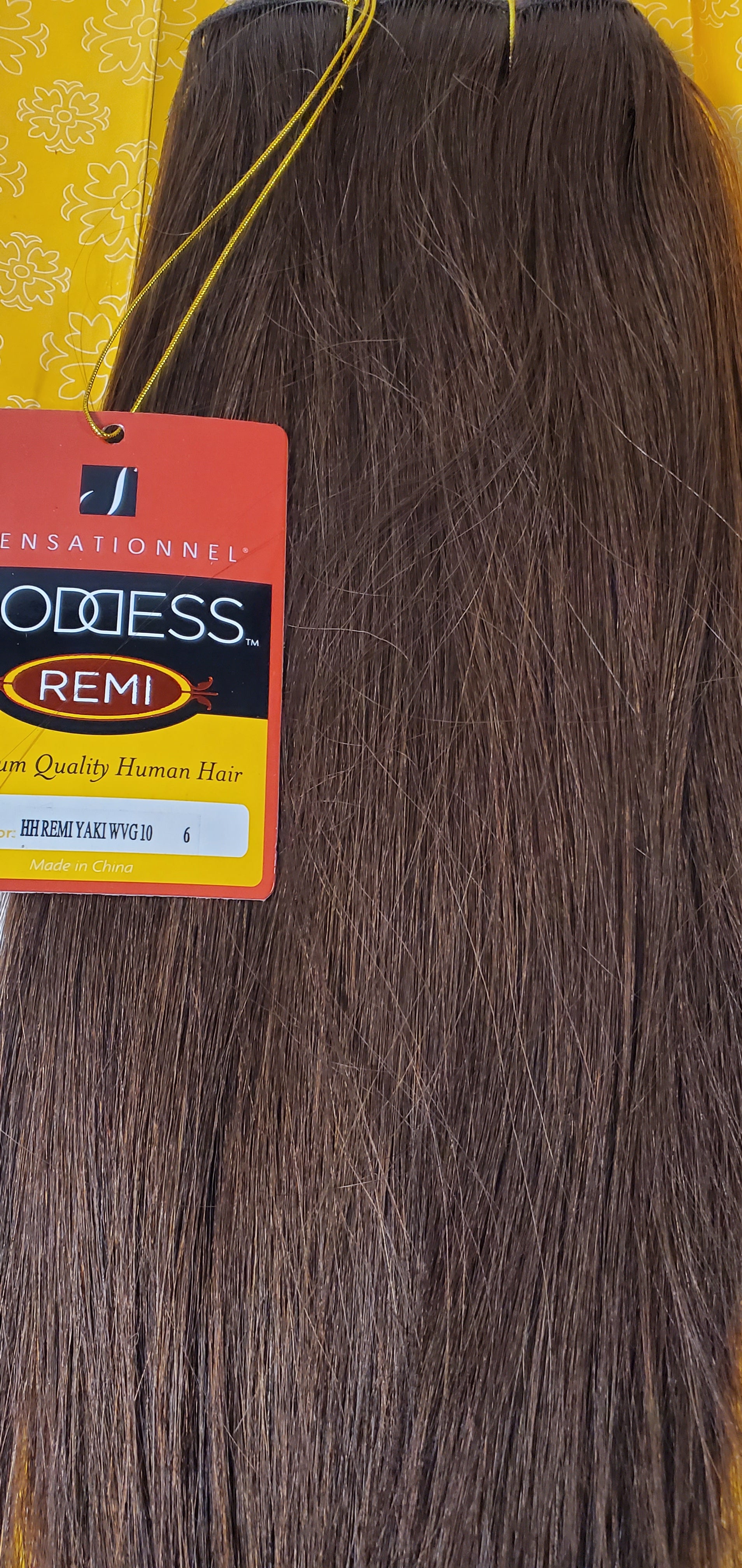 Human hair remi yaki weave; straight sew-in weft; Goddess image 3