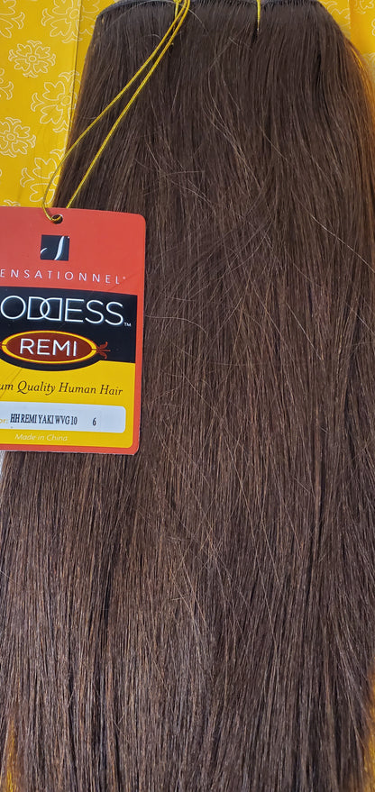 Human hair remi yaki weave; straight sew-in weft; Goddess image 3