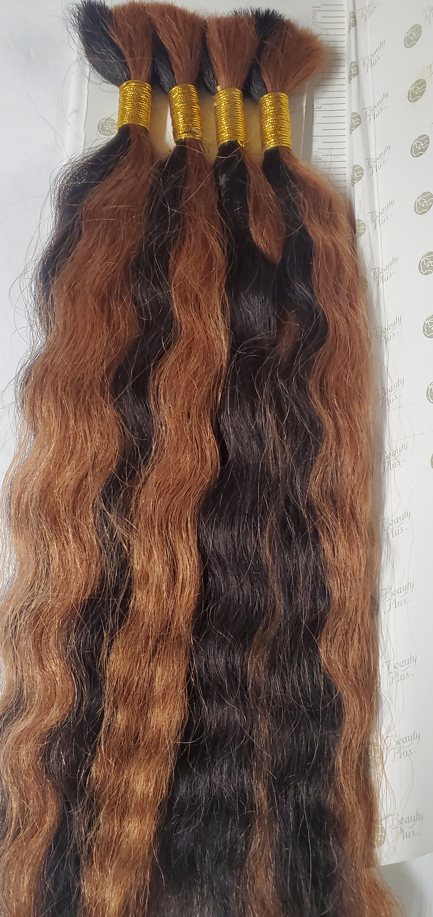 Wet and wavy human hair tangle-free super bulkfor braiding; mixed colors image 3