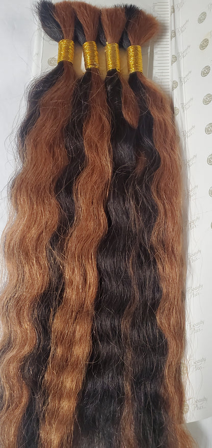 Wet and wavy human hair tangle-free super bulkfor braiding; mixed colors image 3