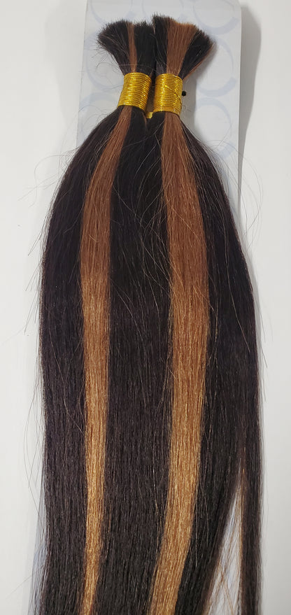 Human hair tangle-free micro perm yaki bulk for braiding; straight. image 2
