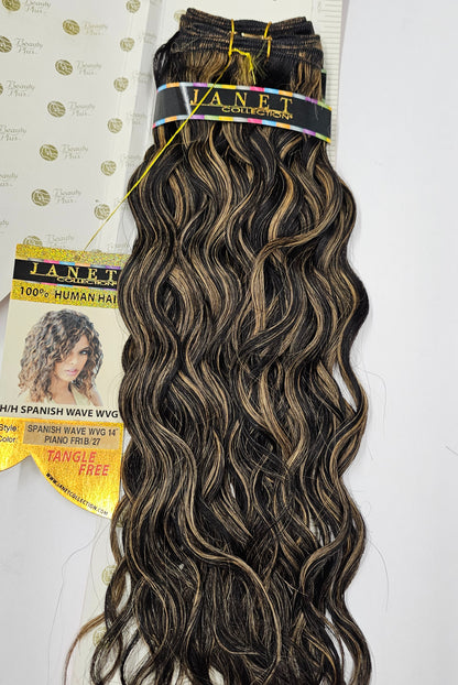 Curly human hair weave tangle-free for sew-in; Spanish wave;wefts. image 1