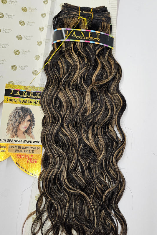 Curly human hair weave tangle-free for sew-in; Spanish wave;wefts. image 1