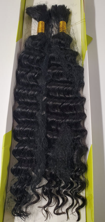 Human hair new deep bulk tangle-free for braiding; curly wet and wavy bulk hair. image 6