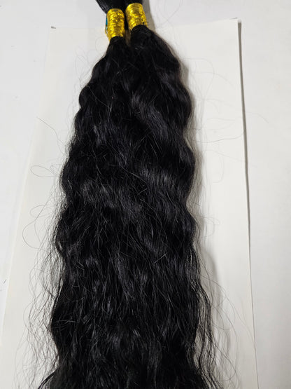 Wet and wavy tangle-free human hair and premium blend super bulk for braiding image 2