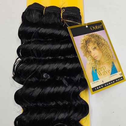 Human hair premium deep wave weave tangle-free; curly sew-in weft. image 1