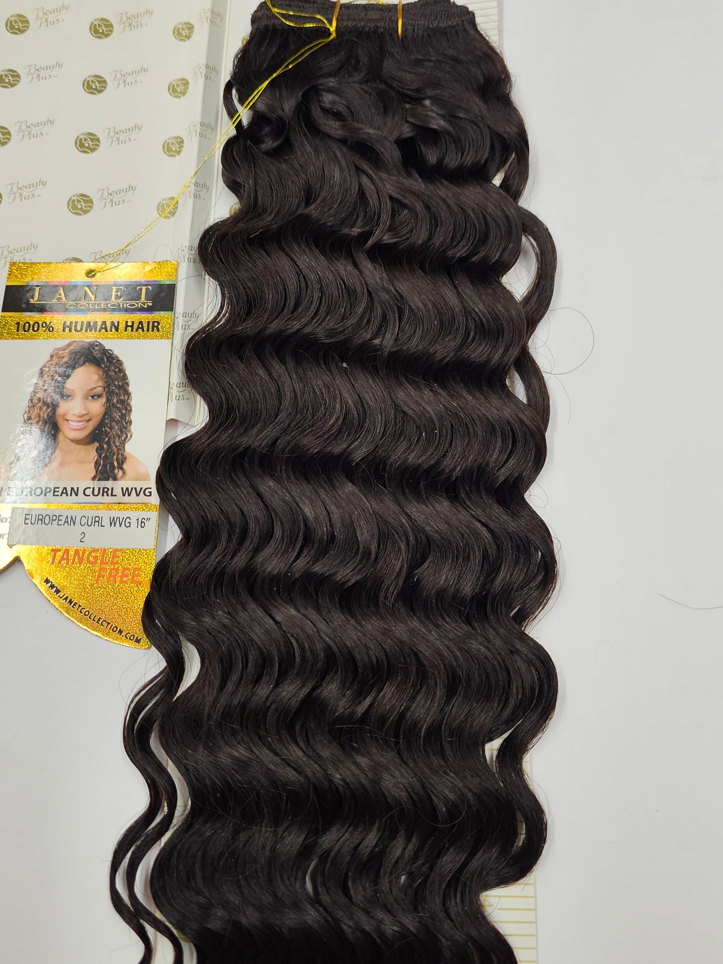 Curly human hair tangle-free weave for sew-in; European curl; wefts. image 0