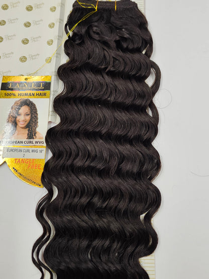 Curly human hair tangle-free weave for sew-in; European curl; wefts. image 0