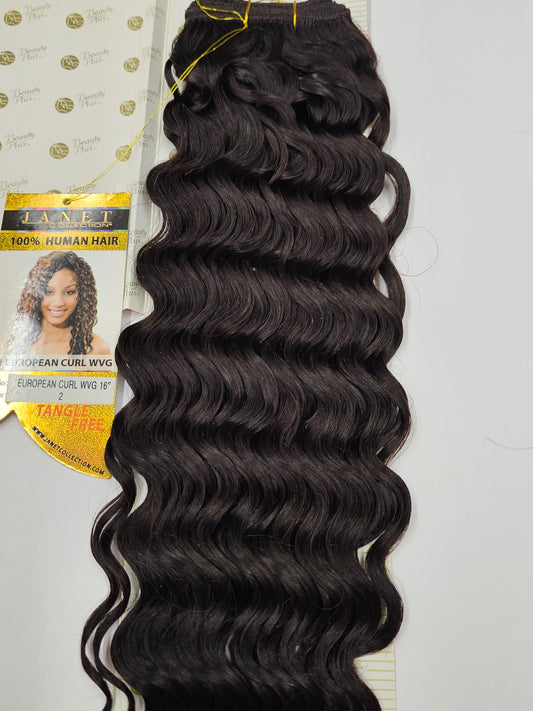 Curly human hair tangle-free weave for sew-in; European curl; wefts. image 0