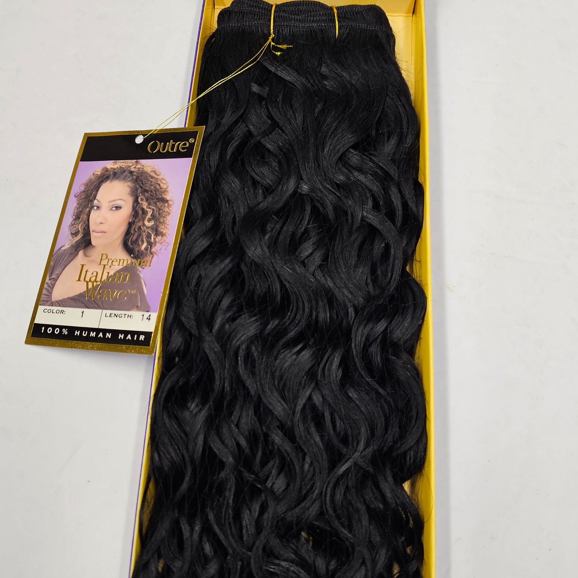 Human hair tangle-free premium italian wave weave; curly sew-in weft. image 1