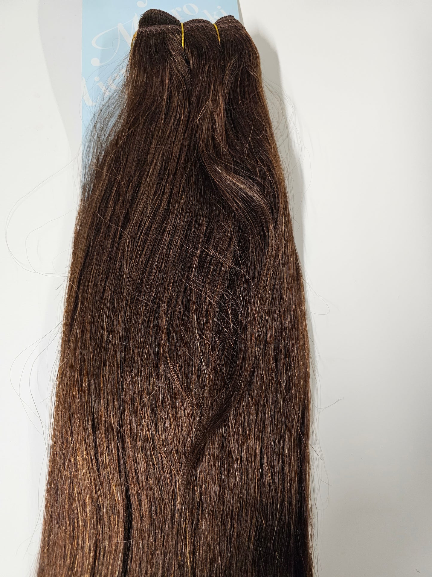 Human hair tangle-free micro perm yaki weave; straight; weft; sew-in. image 4