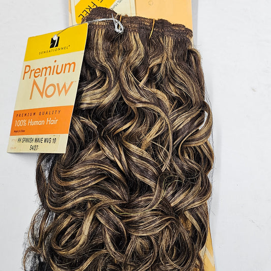 Human hair tangle-free spanish wave weave; curly sew-in weft. image 1