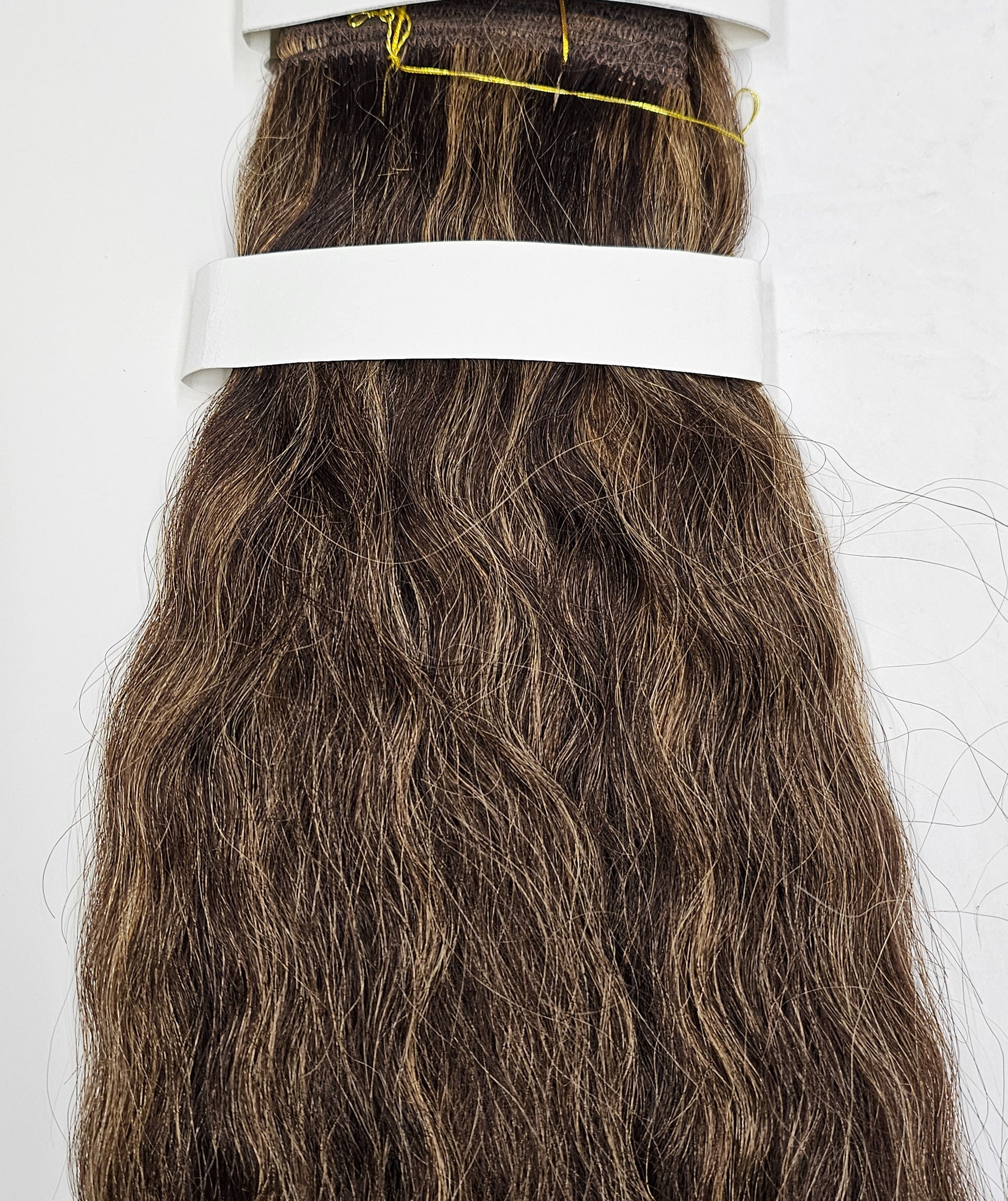 Human hair tangle-free super french weaving; wavy sew-in weft; mixed colors image 4