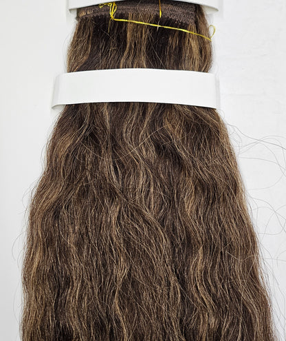 Human hair tangle-free super french weaving; wavy sew-in weft; mixed colors image 4