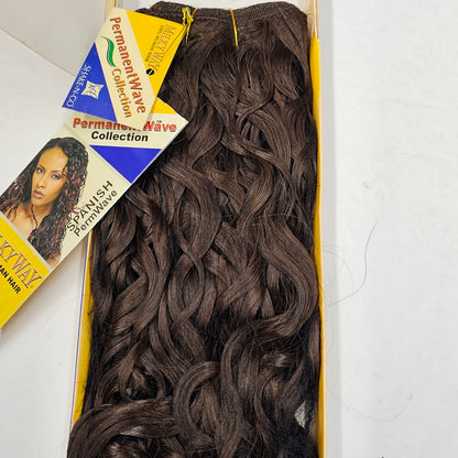 Human hair tangle-free spanish perm wave weave; curly sew-in weft. image 1